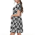 thumbnail image 2 of Fotbe Checkerboard With Snowflake 1 Pattern Dress Casual Womens Fashion Short Sleeve Maxi Dress T Shirt Dress Striped Long Color Block Maxi Dress, 2 of 6