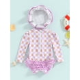 thumbnail image 4 of Suealasg Baby Girls Romper Swimsuit 3 6 12 18 24 Months Infant Girls Floral/Ice Cream Print Long Sleeve One Piece Swimwear Summer Swimming Suit Beach Wear with Sun Hat, 4 of 9