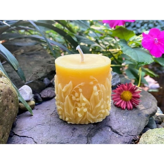 Wandering Lily Beeswax Pillar Candle, Bell Flower Bees Wax Pillars, Handmade Usa