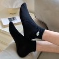 thumbnail image 4 of NUZYZ 1 Pair Men Cotton Ankle Socks Low-tube No Odor Solid Color Embroidery High Elasticity Anti-slip Sweat-absorption Anti-shrink Sports Four Season Socks, 4 of 8