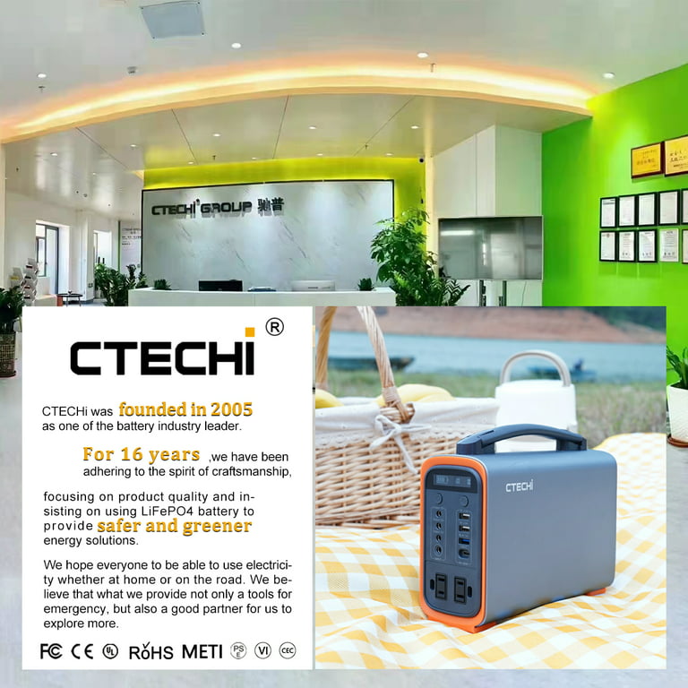 CTECHi Portable Power Station 240 Wh Lifepo4 Solar –