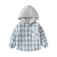 thumbnail image 2 of Esaierr Toddler Kids Boys Girls Hooded Plaid Shirt Button Down Long Sleeve Shirt Little Boys Summer Spring Fall Clothes for 2-10Years, 2 of 8
