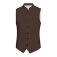 thumbnail image 3 of Tiijoy Boys Formal Vest Mandarin Collar Button Down Waistcoat for Kids, Brown, Sizes 2-14, 3 of 4