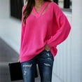 thumbnail image 5 of Pink Womens Sweatshirt Womens V Neck Oversized Fall Sweater Sexy Long Sleeve Knit Pullover Top Fall Clothes for Women, 5 of 5