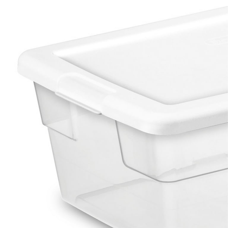 Sterilite 6 Quart Clear Plastic Stacking Storage Container Tote With White  Lid For Garage, Kitchen, And Closet Organization : Target