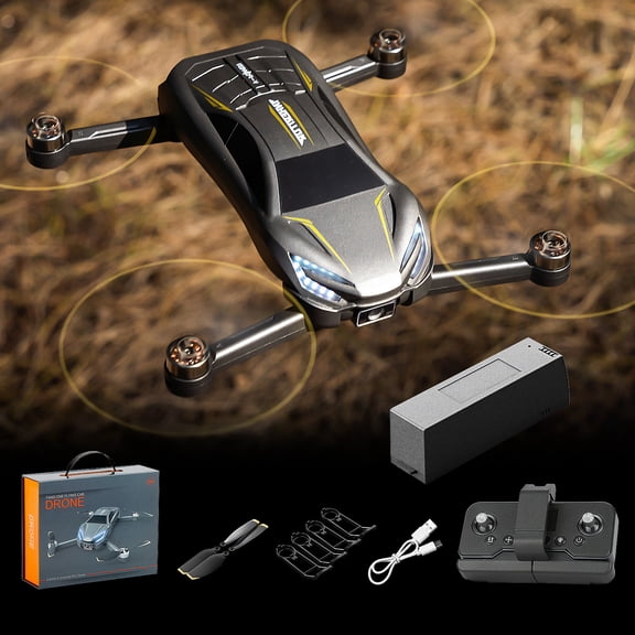 RC Car Drone with Camera for Kids & Adults, 1080P Dual Camera Foldable Drone, Brushless Motor, Optical Flow Hover, One Key Takeoff, Gesture Control, LED Lights Quadcopter Toy