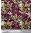 thumbnail image 1 of Soimoi Polyester Crepe Fabric Leaves & Lemur Animal Print Sewing Fabric Yard 42 Inch Wide, 1 of 3