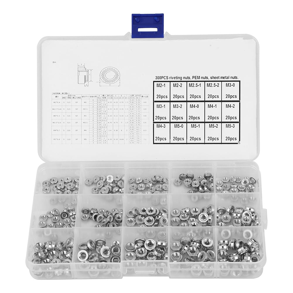 Pressure Riveting Nut, Self Clinching Nuts Metal Material 300pcs With A Storage Box For Maintenance