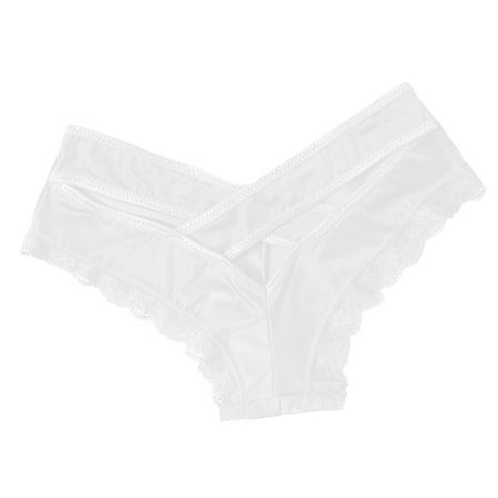 Mortilo Underwear For Women   Lace Underwear Low Rise Panty Stretch Underwear Home Sleep Panties White S