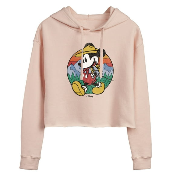Disney - Mickey & Friends - Mickey is Happy Camping & Hiking - Juniors Cropped Pullover Hoodie