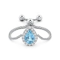 thumbnail image 2 of ANGARA Natural Pear-Shaped Aquamarine Halo Bolo Ring in 14K White Gold for Women (Size-6x4mm) | March Birthstone, Birthday, Anniversary, Jewelry Gift for Women | Natural Aquamarine Ring, 2 of 9