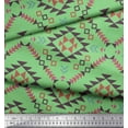 thumbnail image 2 of Soimoi Green Cotton Voile Fabric Geometric Ikat Printed Fabric 1 Yard 42 Inch Wide, 2 of 3