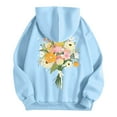 thumbnail image 6 of Women's Crewneck Hooded Sweatshirts Long Sleeve Hoodies Floral Printed Lightweight Casual Loose Fit Fashion Tops 2025 with Pocket, 6 of 7