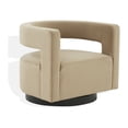 thumbnail image 4 of SAFAVIEH Couture Edgar Modern Velvet Solid Swivel Armchair, Light Brown/Black, 4 of 7