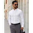 thumbnail image 3 of Youclos Men's Banded Collar Dress Shirt Wrinkle Resistant Long Sleeve Button Down Mandarin Collar Stretch Casual Shirt, 3 of 9