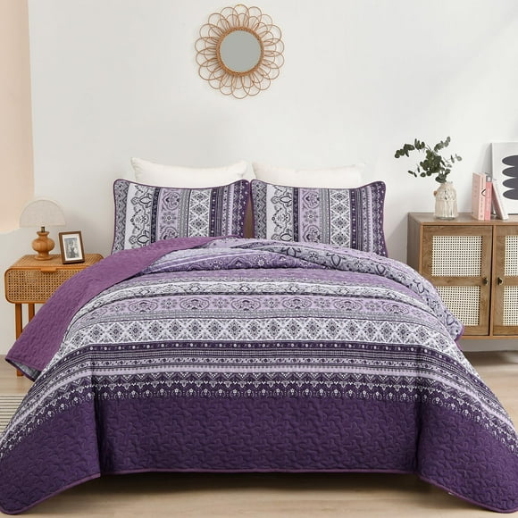 Juego de edredón WONGS BEDDING, bohemio, morado, bohemio, tamaño king