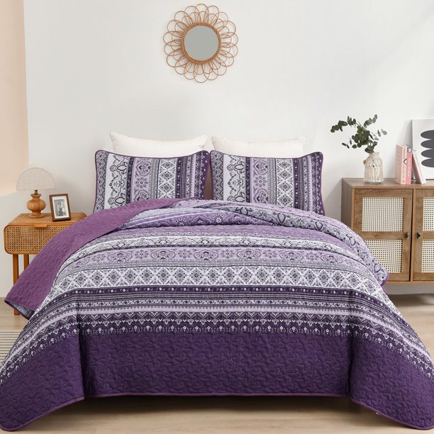 Juego de edredón WONGS BEDDING, bohemio, morado, bohemio, tamaño king