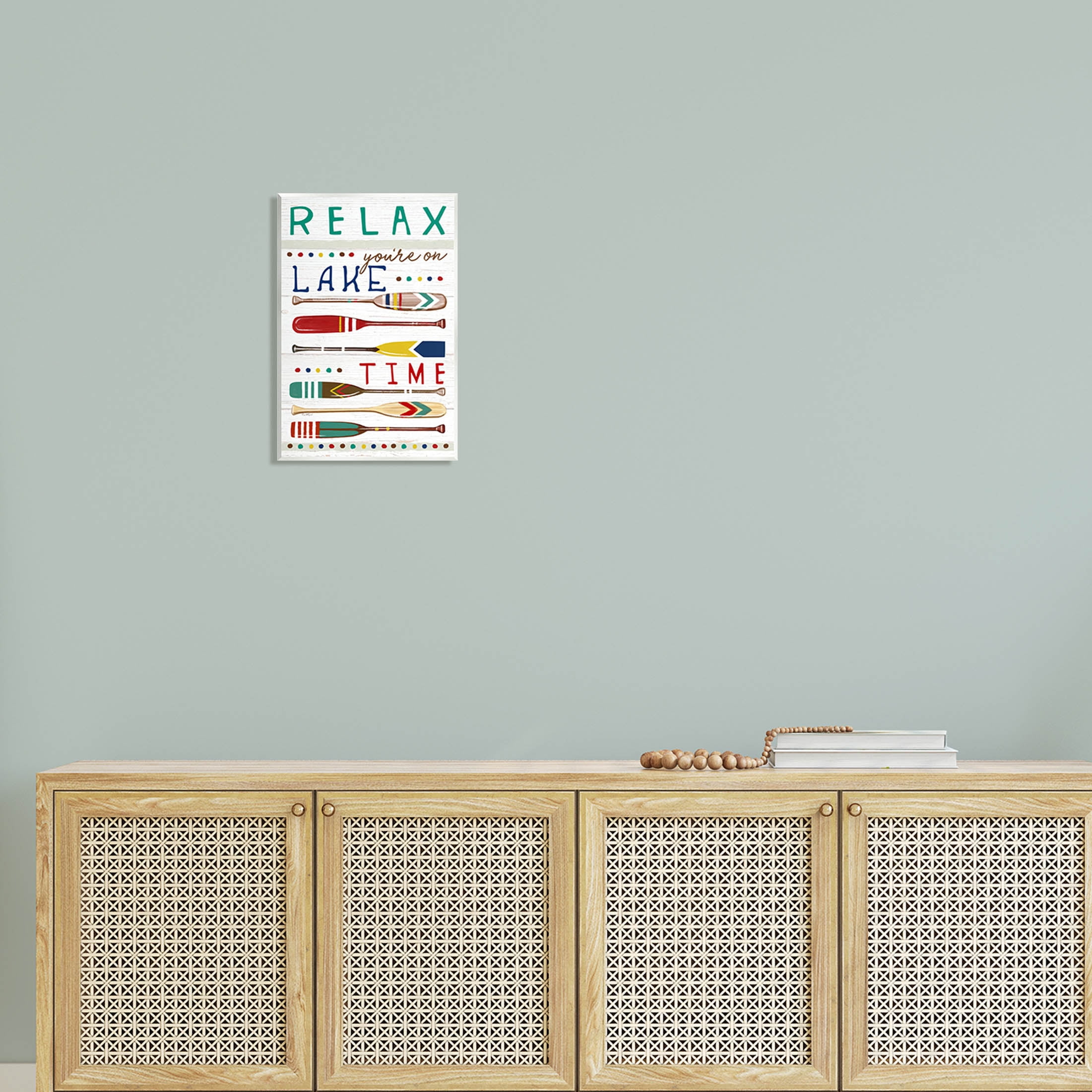 Stupell Industries Relax Lake Time Rustic Oars Graphic Art Unframed Art Print Wall Art, Design by Elizabeth Tyndall
