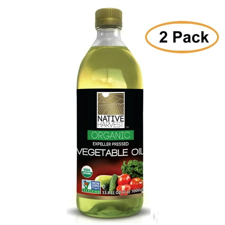 Native Harvest Organic Non-GMO Naturally Expeller Pressed Vegetable Oil, 1 Litre (33.8 FL OZ) 2 Packs