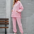 thumbnail image 5 of Edvintorg 2 Piece Sets for Women Fashion Solid Color Casual Long Sleeved Hooded Sweatshirts and Pants Suits Sportswear Fall Winter Lounge Set with Pocket, 5 of 6