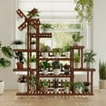 Tikea Indoor/Outdoor Wooden Plant Stand, Multi Potted Display Rack