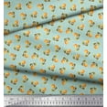 thumbnail image 2 of Soimoi Green Rayon Crepe Fabric Stripe & Orange Fruits Printed Fabric 1 Yard 46 Inch Wide, 2 of 6