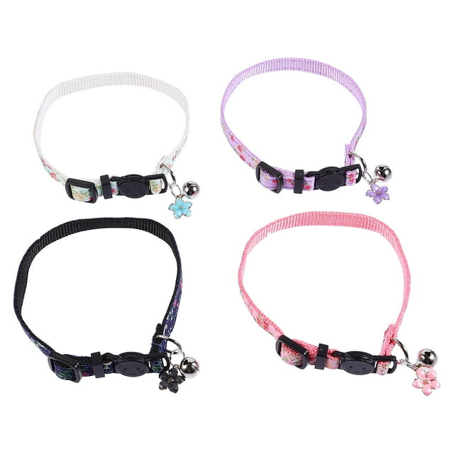 Miangastore 4pcs Floral Pet Collar Kitten Cat Safety Collar Flower Design Cat Neck Decor