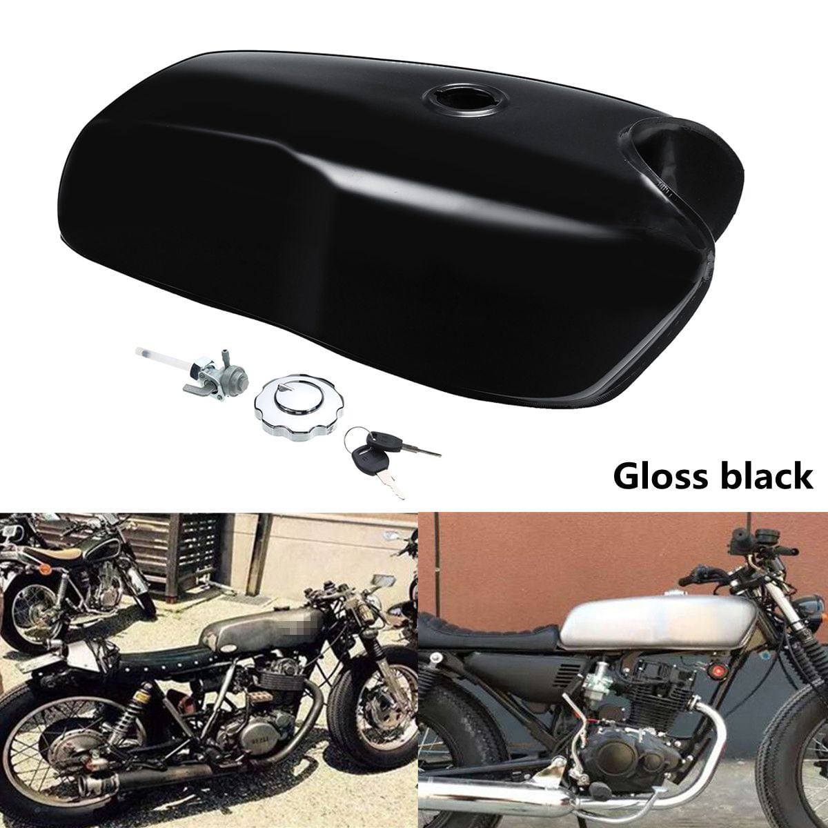 Bruce & Shark 9L/2.4 Gallon Gas Fuel Tank Universal for Most Cafe Racer for B M W for Honda for Yamaha for Suzuki