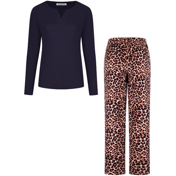 SofiePJ, Women's, Plush Fleece Pant Pajama Gift Set with Socks, Leopard Tan, S