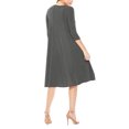 thumbnail image 3 of Women's Casual Loose Fit 3/4 Sleeve Round Neck Jersey Knit A-Line Comfy Solid Midi Dress, 3 of 4