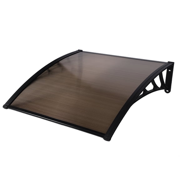 40"x40" Polycarbonate Door Canopy Awning – UV & Weatherproof Outdoor Cover for Windows, Entrances & Patios – Brown Hollow Sheet with Aluminum Bracket