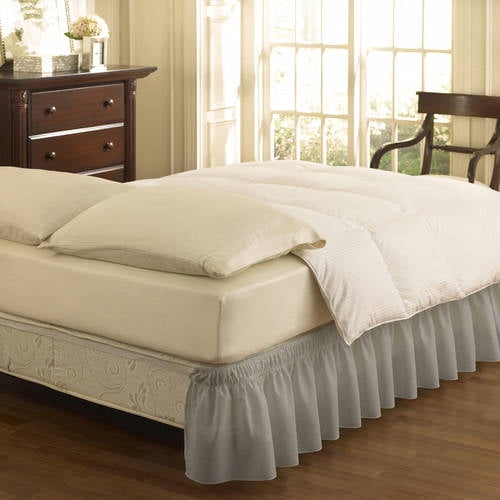 EasyFit Wrap Around Light Gray Solid Ruffled Bed Skirt, Queen/King