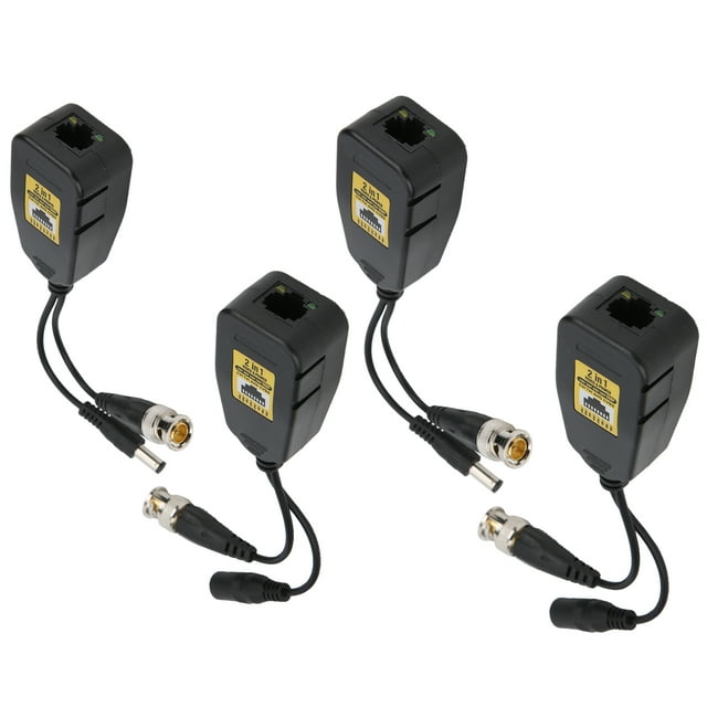 Transceptor BALUN de Video pasivo de 4 Piezas, transmisor de Video HD con Conector de alimentación y par Trenzado BALUN Rj45 2in1Hd-CVI/TVI/AHD/CVBS 2~8Mp Ecomeon no