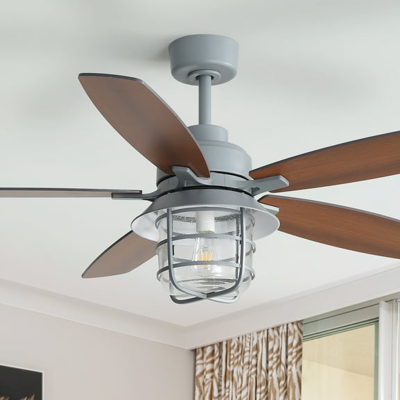 Sofucor 52 inch Ceiling Fan with Light 5 Wood blads with 2 colors, Dimmable, Reversible, Quiet Motor