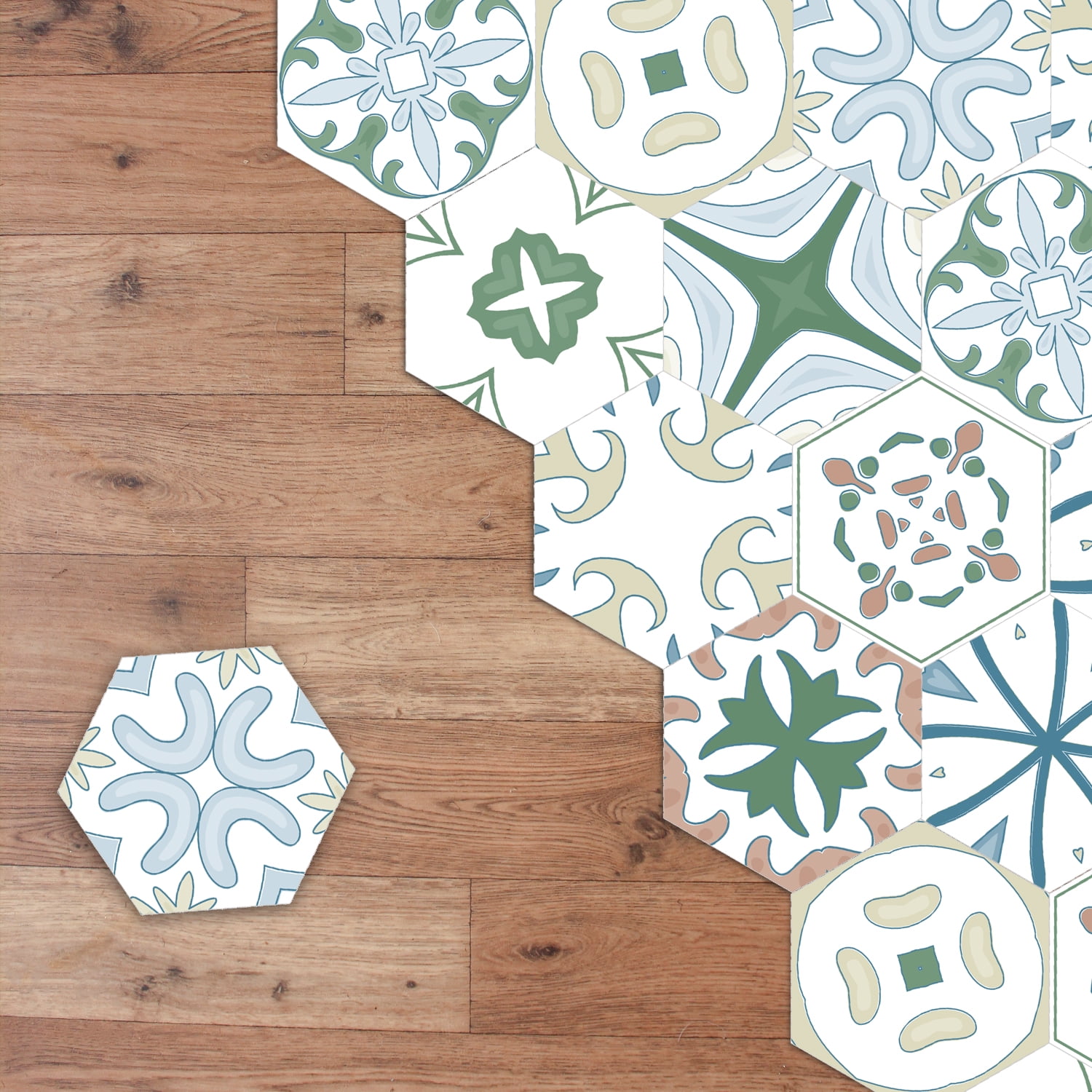 Walplus Seamingless Pattern Hexagon Floor Tiles Stickers, Home