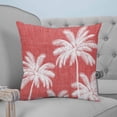 thumbnail image 4 of 16x16 Pillow Covers Set of 2, Coral Red Palm Trees Square Throw Pillow Covers for Couch/Sofa/Living Room, Farmhouse Tropical Summer Beach Decorative Soft Pillowcases for Couch Throw Pillows, 4 of 7