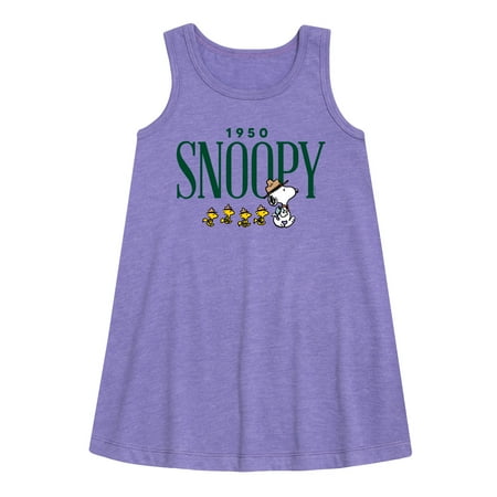 

Peanuts - 1950 s Camper Snoopy - Toddler and Youth Girls A-line Dress