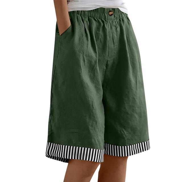 Pantalones Sueltos de Pierna Ancha para Mujeres Casual Elástico Pantalones Rectos de Pierna Ancha con Bolsillo Medio Pantalones Cortos