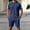 New-Dark Blue, variant on PNTUTB Two-Piece Set for Men Solid-Color Crew-Neck Short-Sleeve T-Shirt and Elastic Waistband Drawstring Shorts Casual Loose Comfortable Sports Sets