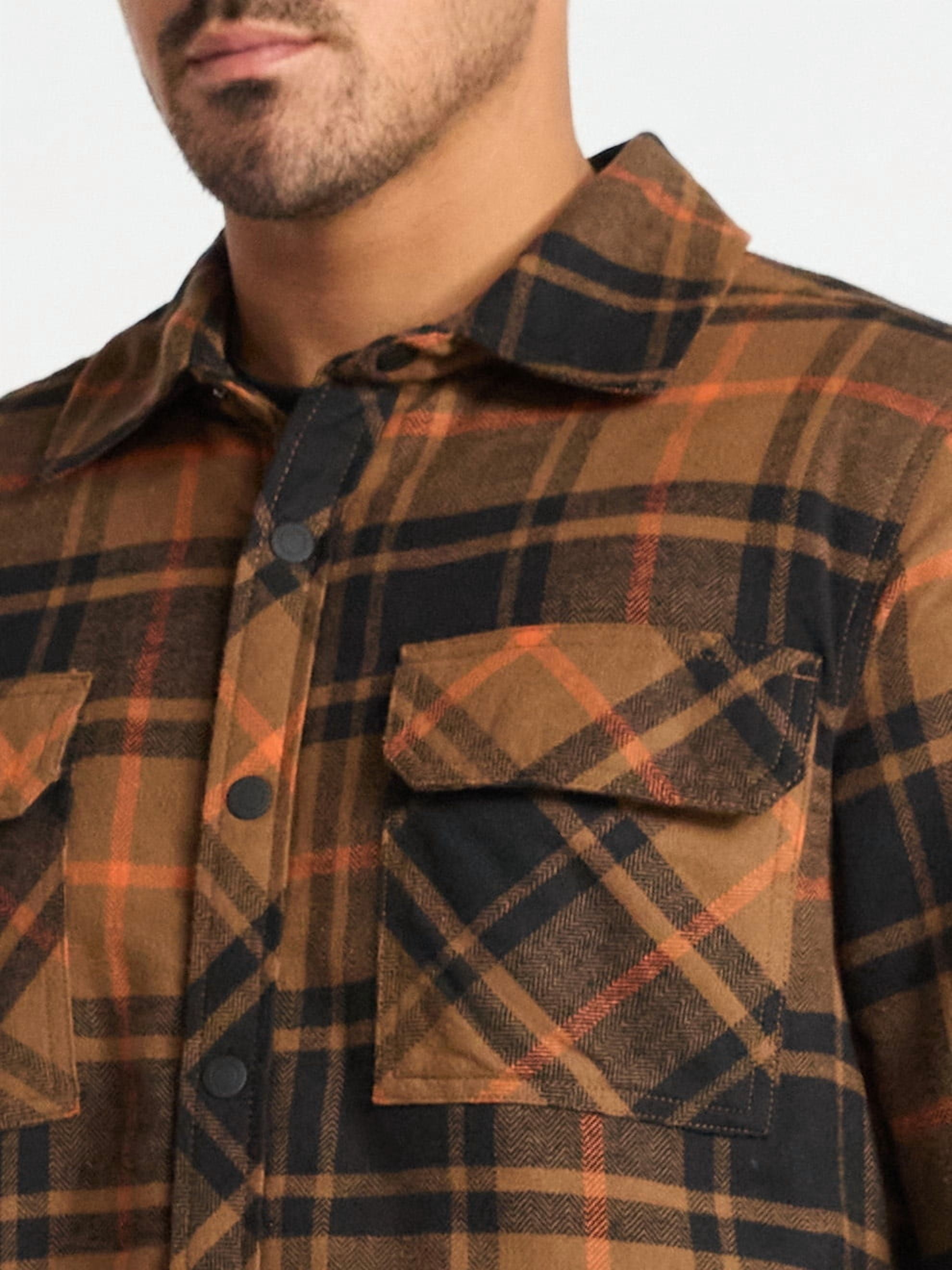 George Men's Shirt Jacket with Long Sleeves, High Pile Fleece Lining, Sizes S-3XL