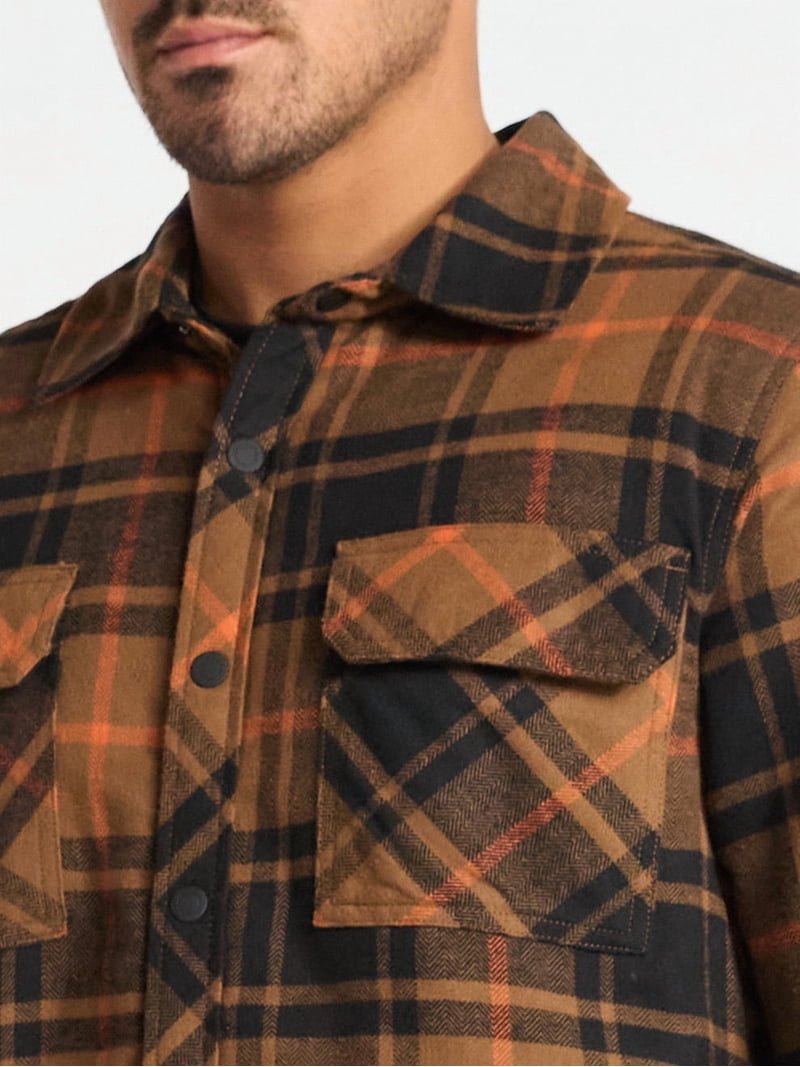 George Men's Shirt Jacket with Long Sleeves, High Pile Fleece