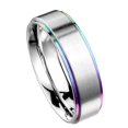 thumbnail image 3 of Classic Rainbow Ring Mens Womens 316L Stainless Steel Modern Anniversary Pride Wedding Band Fantasy Forge Jewelry, 3 of 5