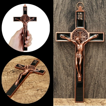 7" Catholic Crucifix Wall Cross Jesus Christ on INRI Wall Decor Catholic Cross Red