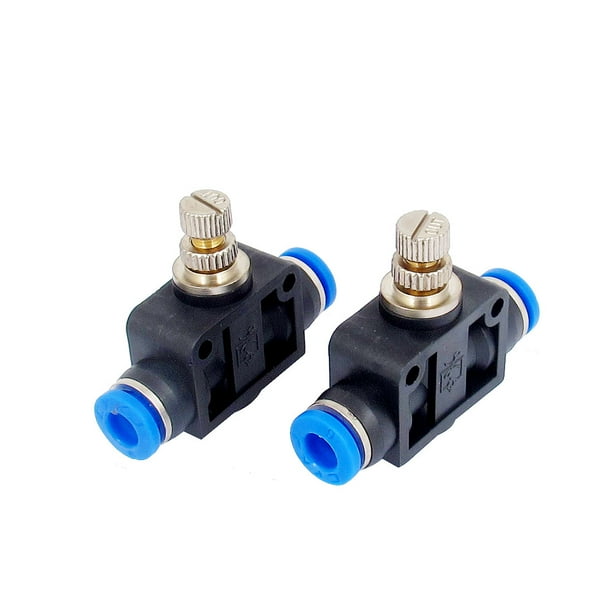 2pcs 6mm OD Tube Union Air Flow Speed Control Valve Pneumatic Push in