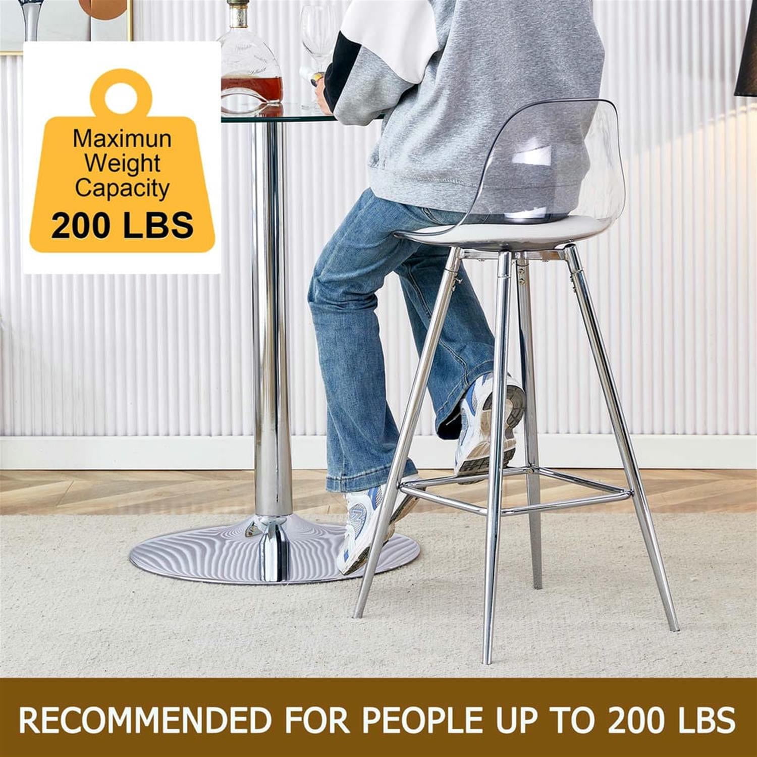 Demi Bonn 38" Counter Height Bar Stools Set of 2, Upholstered Barstools with Back, Kitchen Island Countertop Chairs for Dining Room, Silver