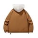 thumbnail image 3 of Kalauyu Men's Winter Hooded Fake Two-piece Spliced Cotton Coat Retro Thickened Warm Windproof Parkas Jacket, 3 of 3