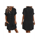 thumbnail image 3 of Vestido Túnica Holgado Informal de Verano para Mujer, de Algodón y , con Botones, Cuello en V, Corta, Color Negro, Talla S, 3 of 7