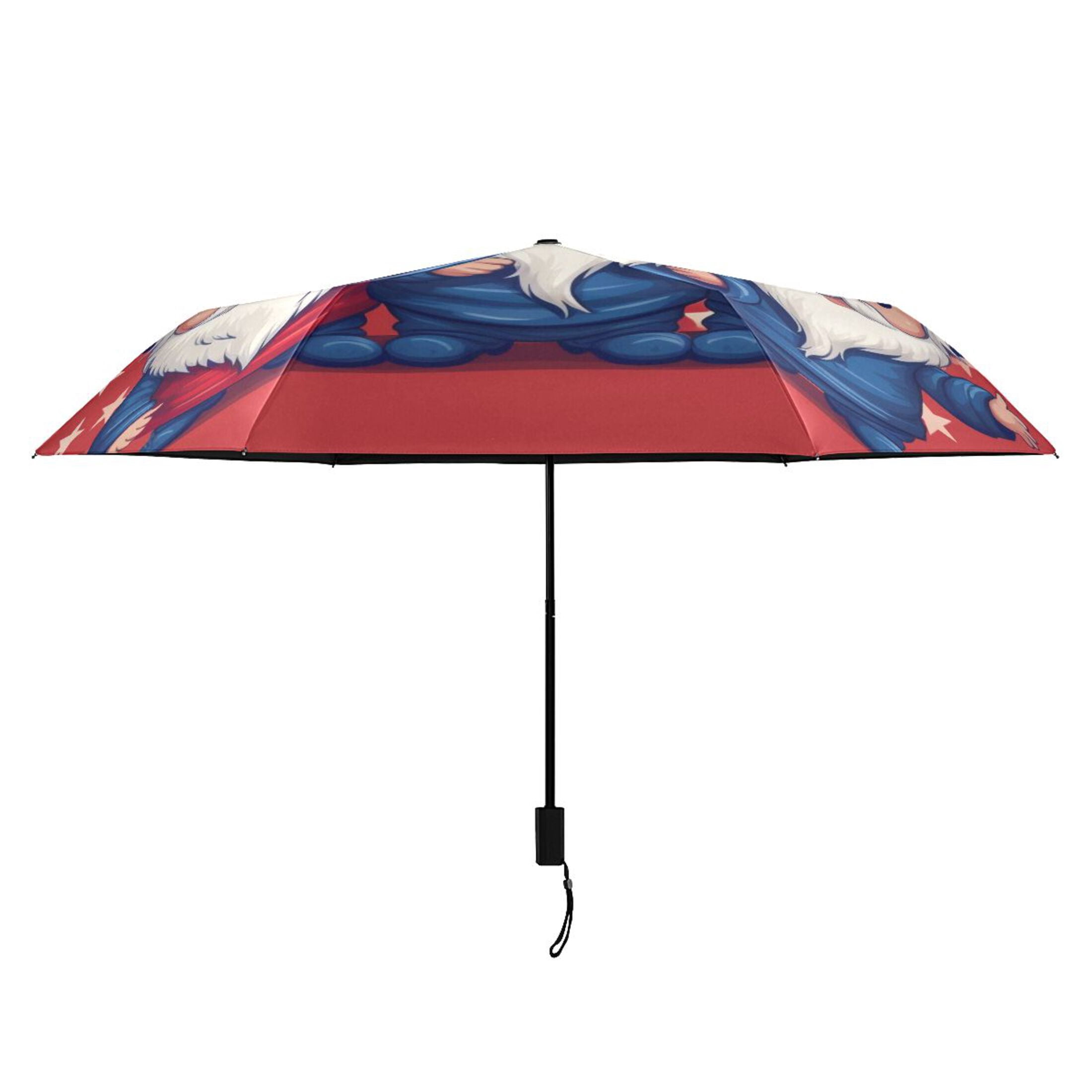Dwarf with American Flag Hat Compact Sun Umbrella Windproof Travel Umbrellas for Rain Strong Portable UV Protection