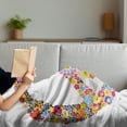 thumbnail image 3 of Groovy Soft Flannel Fleece Throw Blanket, Floral Peace Sign Summer Spring Blooms Love Happiness Themed Illustration Print, Cozy Plush for Indoor and Outdoor Use, 60" x 80", Multicolor, by Ambesonne, 3 of 5