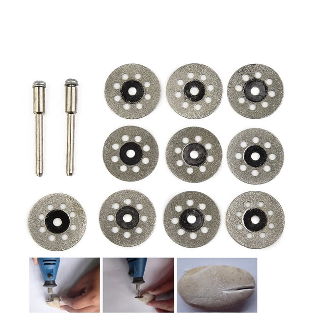 10pcs Scie Circulaire Lames de Coupe Disques de Roue et 2pcs Mandrins Ensemble Outil Rotatif